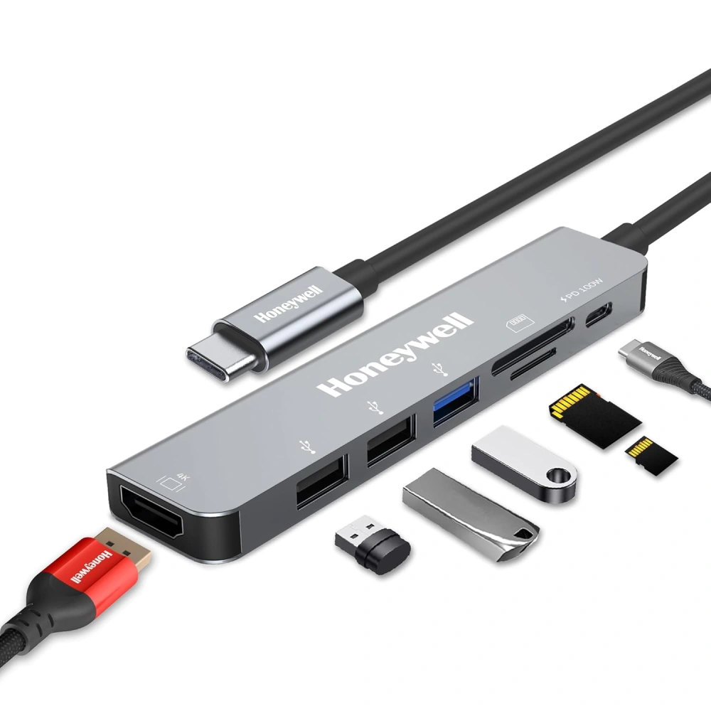 Honeywell Type C Docking Station 7 in 1 (USB | Type C | HDMI | SD Card) (Open Box)
